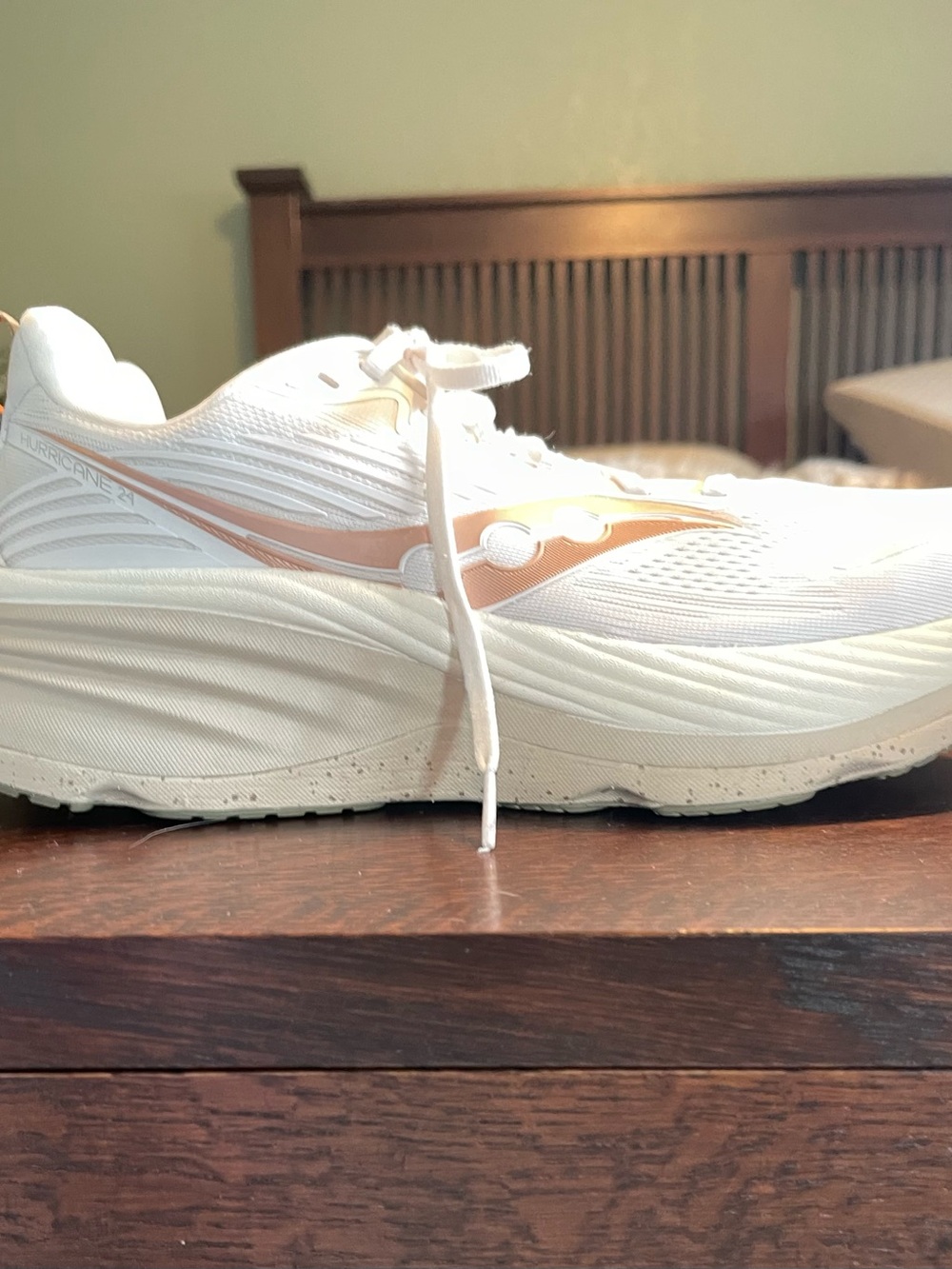 Saucony Hurricane 24  Women's REI ExclusiveWhite Running Shoes with Rose Accents